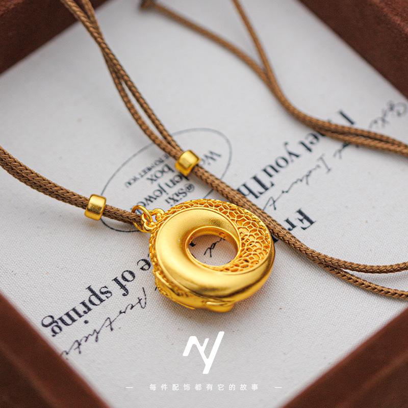 Luxury 24K 9999 Pure Gold Real Gold Hollow-out Silk Five Emperor Money Brave Money Peace Buckle