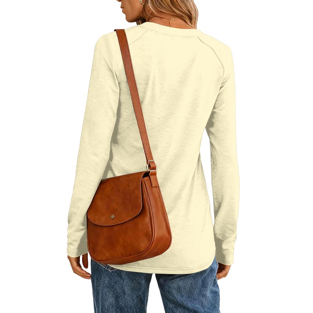 Women's Stylish ,color Round,neck Long,sleeved Top
