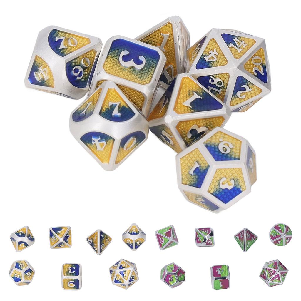 7pcs Metal Polyhedral Dice Alloy Diffferent Shapes Long Lasting Polyhedral Dice Set for Party Game