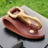 1PC Handmade Keychain Waist Hanging Creative Leather Copper Accessories Leather Belt Leather Circle Practical Belt Outdoor Hook