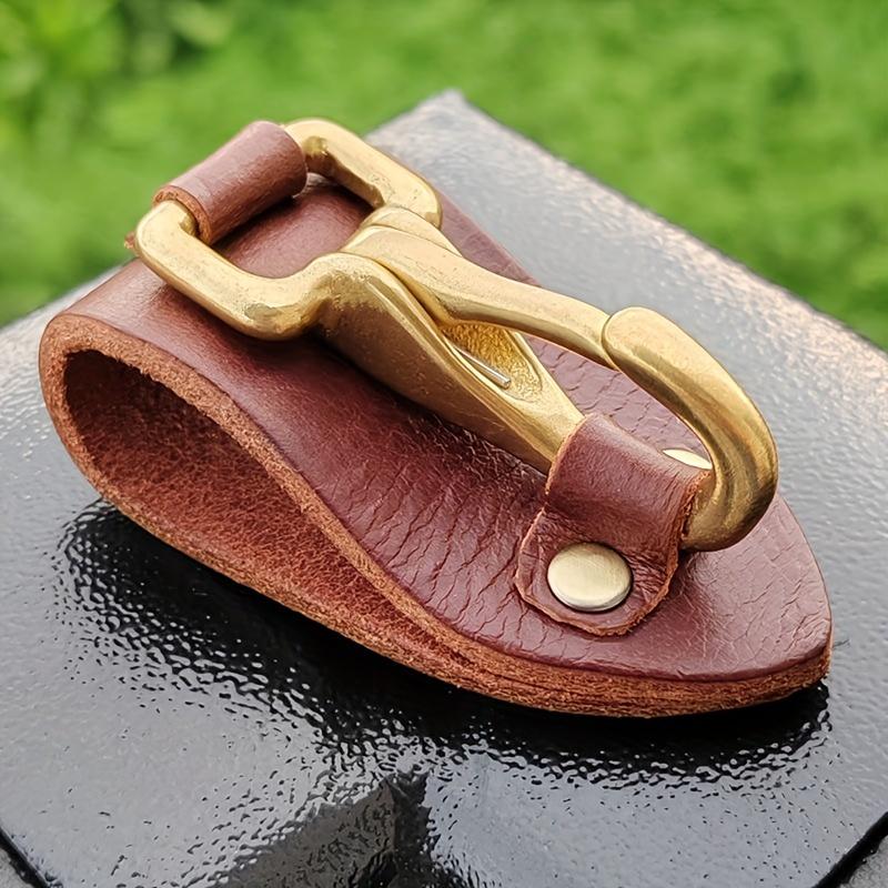 1PC Handmade Keychain Waist Hanging Creative Leather Copper Accessories Leather Belt Leather Circle Practical Belt Outdoor Hook