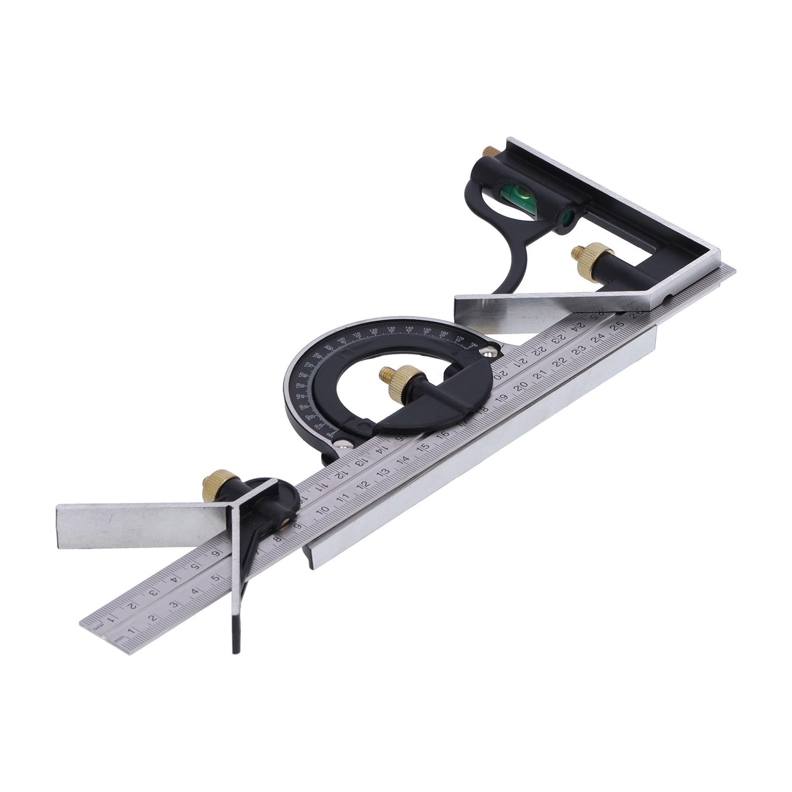 

Комбинированная линейка из нержавеющей стали штангенциркуль транспортир угломер столярный измерительный инструмент 300 мм