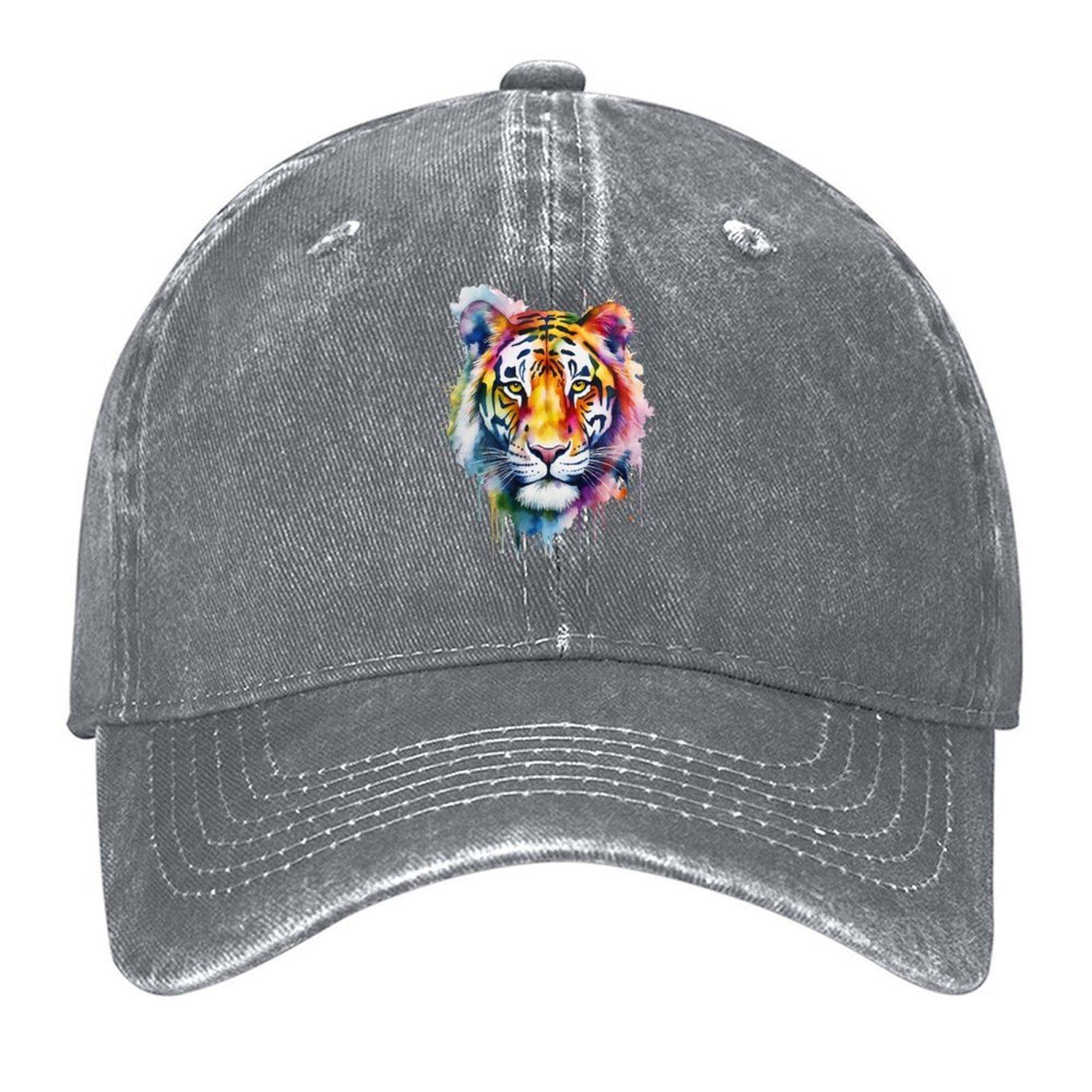 Радужный акварельный тигр Бейсболка Snap Back Кепка Кепка Бейсболка Альпинизм Винтажные Женские шляпы от солнца Мужские