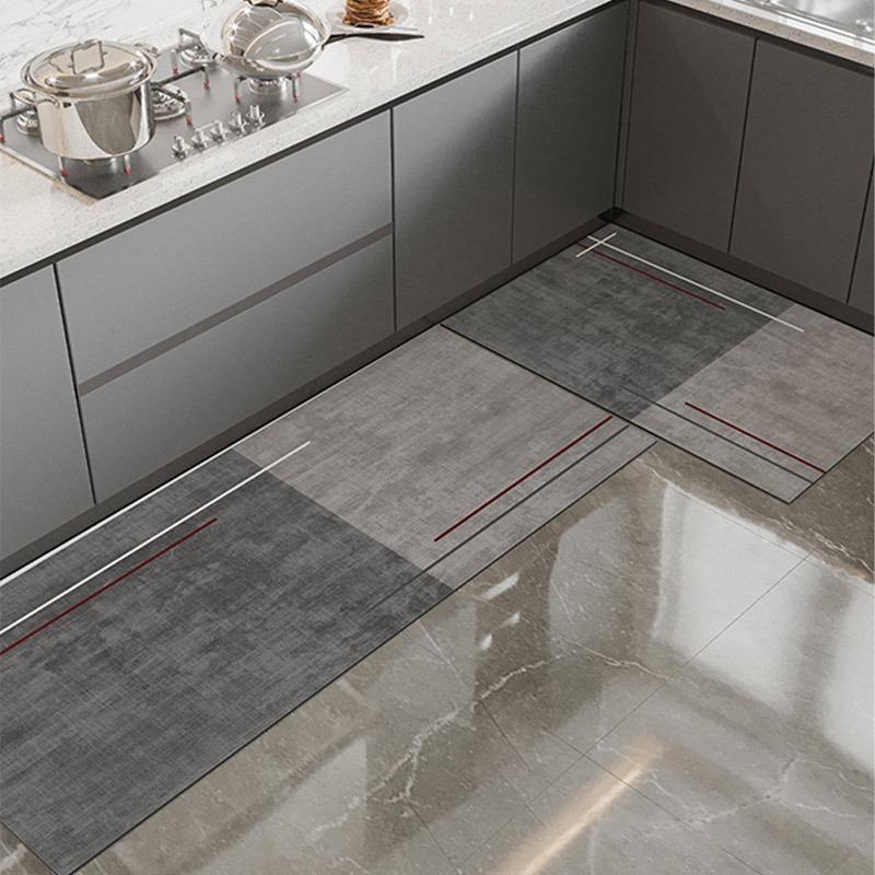 

Ковер для кухни Водонепроницаемый напольный коврик Коврики для ног из ПВХ кожи Нескользящий Маслостойкий ковер Длинные ковры Серый Ковер для украшения дома 1pc 50x80cm