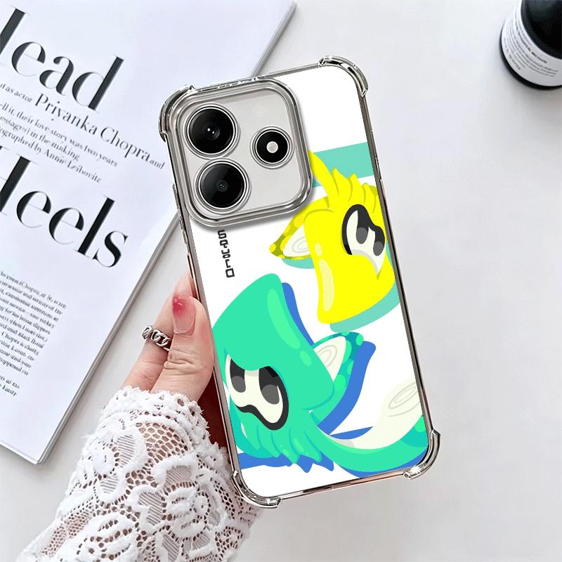 

S-Splatoons Game Soft Phone Case For Xiaomi Redmi Note 14 15 Pro Plus 13 12 11S 11T 5G 10 9S 9 Plating Anti-Fall Fundas Redmi Note 9