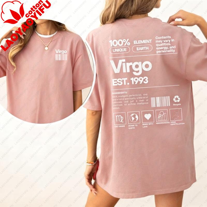 

Virgo Shirt Gift Custom Zodiac Tshirt Personalized Astrology Gift Horoscope Tops September Birthday Vintage August Birthday Gift 3XL