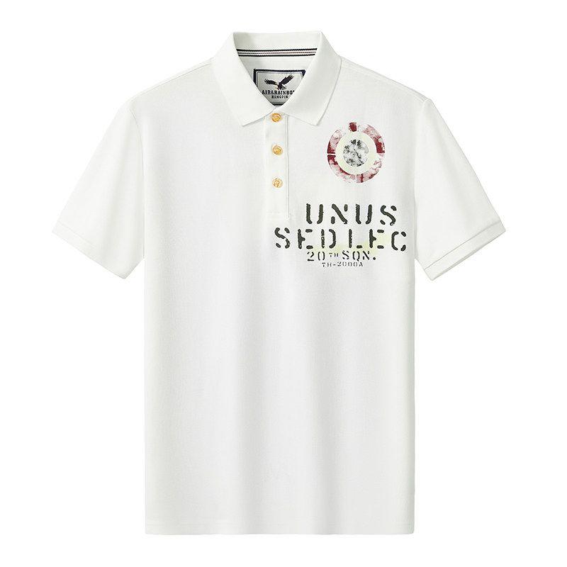 American Retro Shirt Men s Short-Sleeved Polo Shirt 2024 New T-shirt Summer Clothes Export Export Collar T-shirt White XL