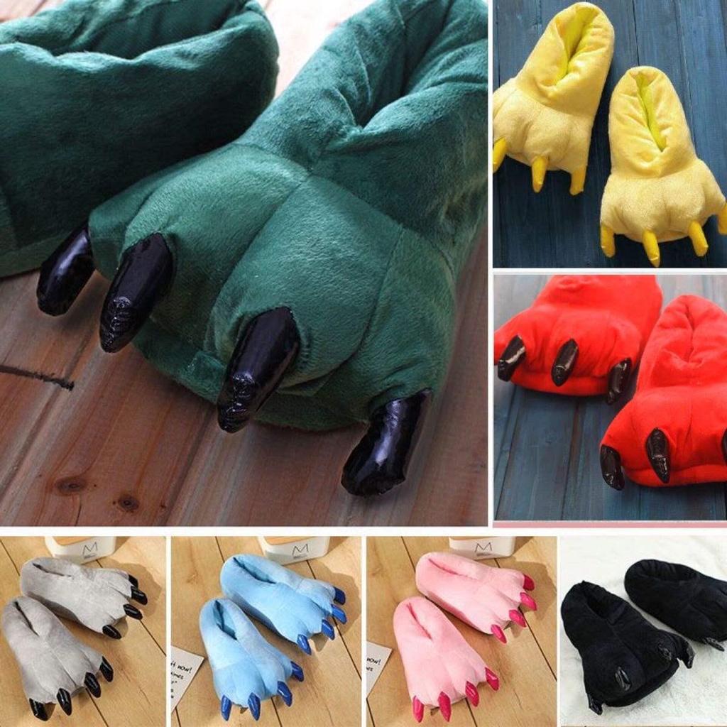 Dinosaur Claw Plush Slippers - Cozy Indoor Cotton for Couples