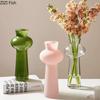 Green Glass Vase Flowers Pots Hydroponic Flower Vessels Desk Decoration Flower Arrangement  Floral Vases Room Aesthetic Decor