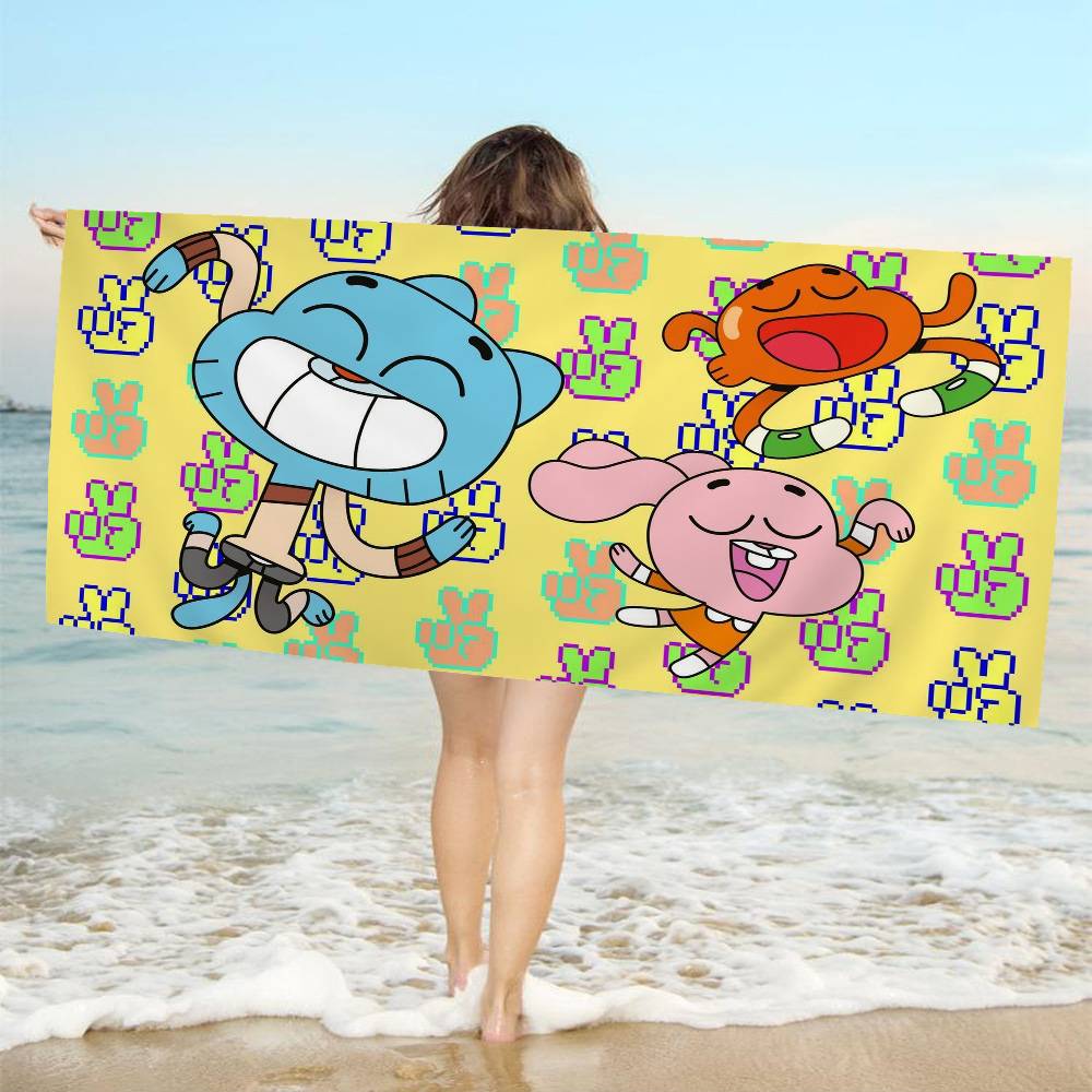 Das A-Amazing W-World Of G-Gumball Strandtuch Bunte Handtücher für Mädchen Mikrofaser Schnelltrocknend Individuell Sandfrei Strand Yoga