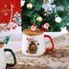 Merry Christmas Cup Spoon Set Wooden Lids Coffee Cup Teaspoon Cute Mug Gift Box  Home Use