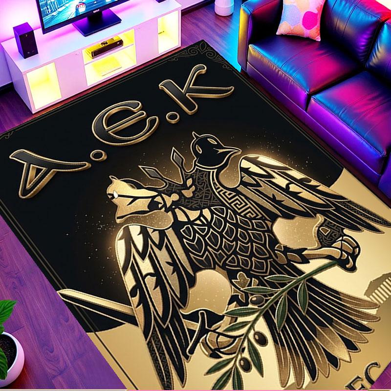 AEK Athens FC Print Rug, Washable Floor Carpet, For Entryway Dorm Laundry Room Office Study, Home Decor Birthday Christmas Gift