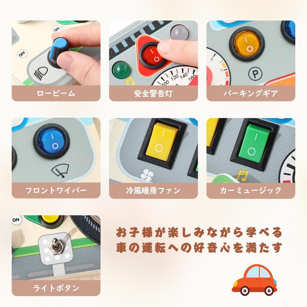 Promise Babe Montessori Busy Board Educational Toy 1 2 3 Years Old Birthday Gift for Boys Girls Simulated Driving Toy LED Toy Fingertip Education