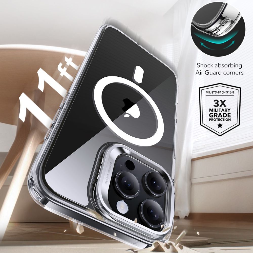 Esr Classic Hybrid Kickstand Halolock Magsafe & Tempered Glass Iphone 16 Pro Max Clear