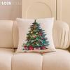 1PC LOZUJOJU Christmas Pillowcase Hand drawn Christmas tree cluster printed Cushion Cover for Sofa Living Room Bedroom Home Decor Party Decor