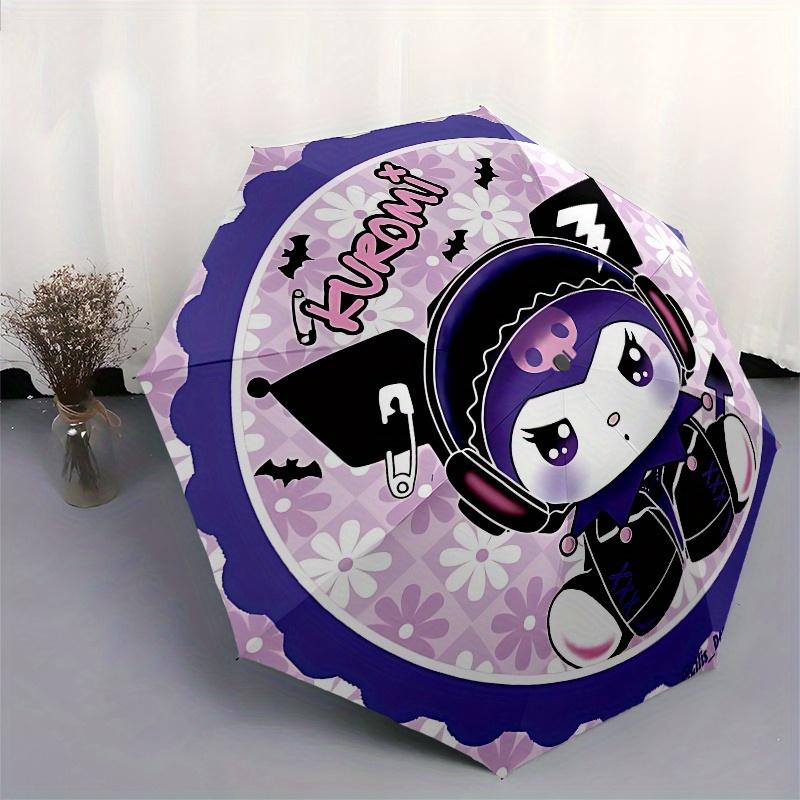 Kuromi, DecoArt Automatic Open/Close Umbrella-Cute Umbrella with Cute Design, Portable 3-Fold Compact Umbrella for Men & Women, Halloween Ch