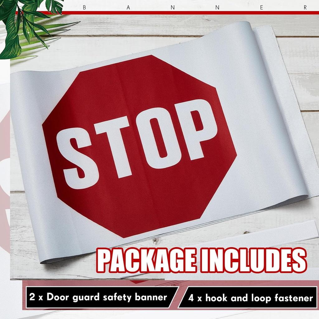 Peryiter 2 Pieces Door Guard Safety Banner 50 x 12 Inch Combination Double Sided Do Not Enter Sign for Bedroom Stop Sign Strip for Wandering