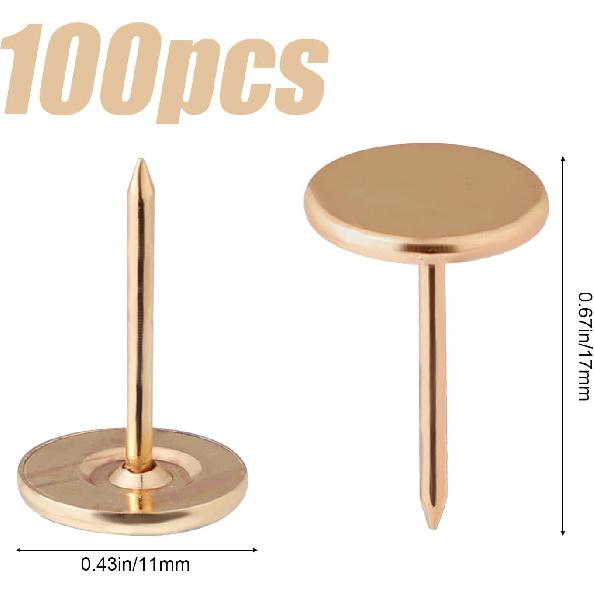 100pcs Heavy Duty Thumb Tacks, Alloy Flat Head Push P Upholstery Pushp Decorative Nails for Wood Fabric Upholstery Cork Bulletin Board Home Office