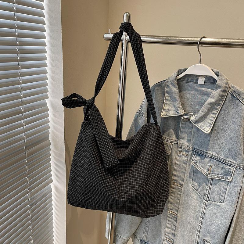 Bag Korean lazy style underarm bag women's 2025 new plaid tote bag simple and large-capacity one-shoulder crossbody bag
