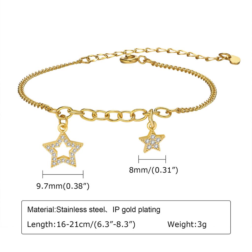 Stainless Steel Chain Pendant Zircon Five-pointed Star Bracelet For Women Y2K Sweet Girls Elegant Charm Bracelets Jewelry Gift