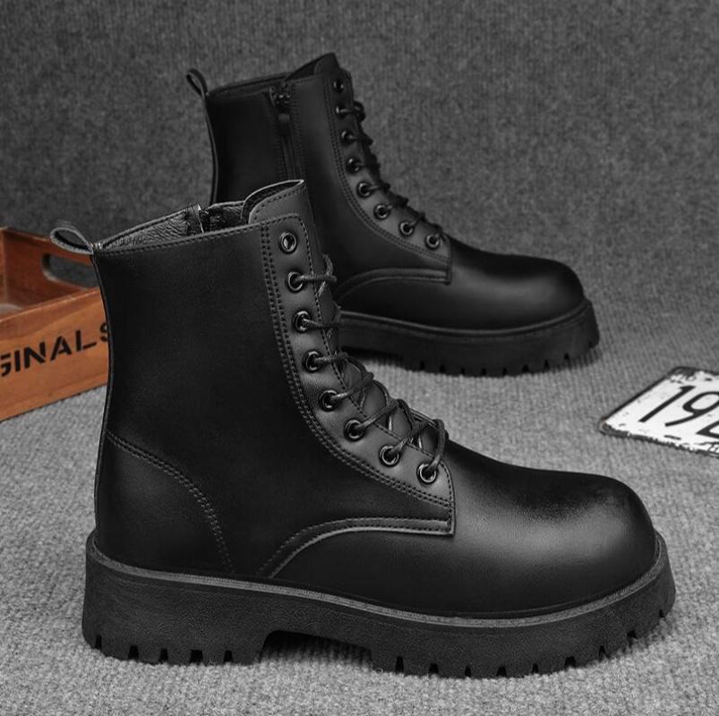 Autumn men casual boots four season men's high top leather boots fashion thick soled non slip outdoor boots