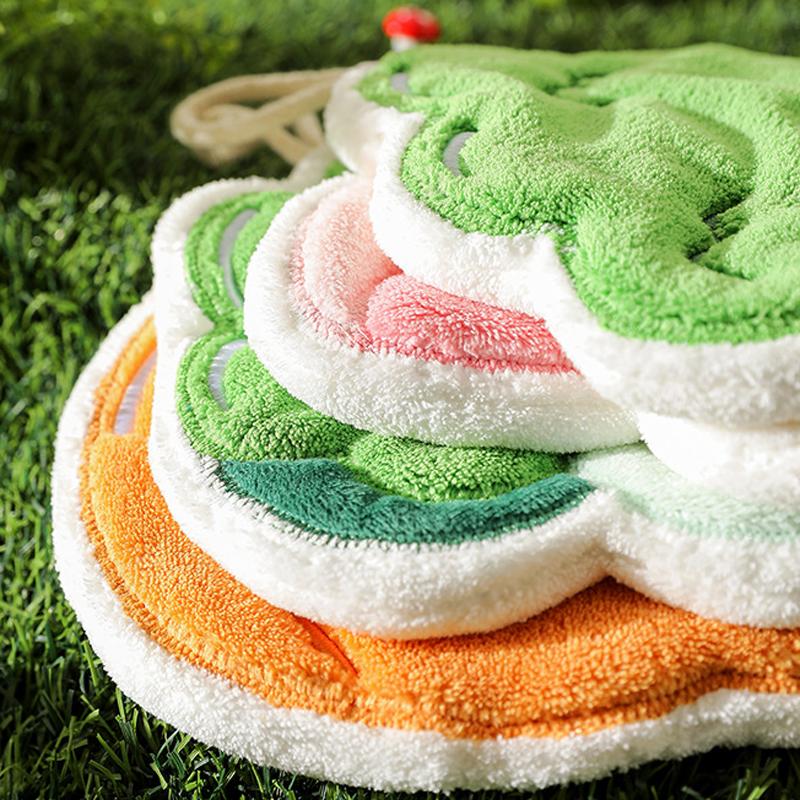 Pumpkin Shape Coral Fleece Hand Towel Three-layer Thick Super Absorbent Quick-drying Towels for Kitchen Bathroom Handkerchief
