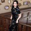 Black velvet national style new Chinese long improved cheongsam new young women's high-end dress summer