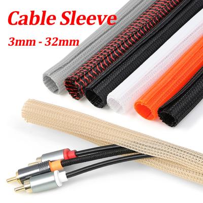 Manguito Trenzado Autoenrollable 5 8 10 13 16 19 25 32mm PET Funda Aislante para Cables de Ordenador TV Cubierta Protectora para Cables