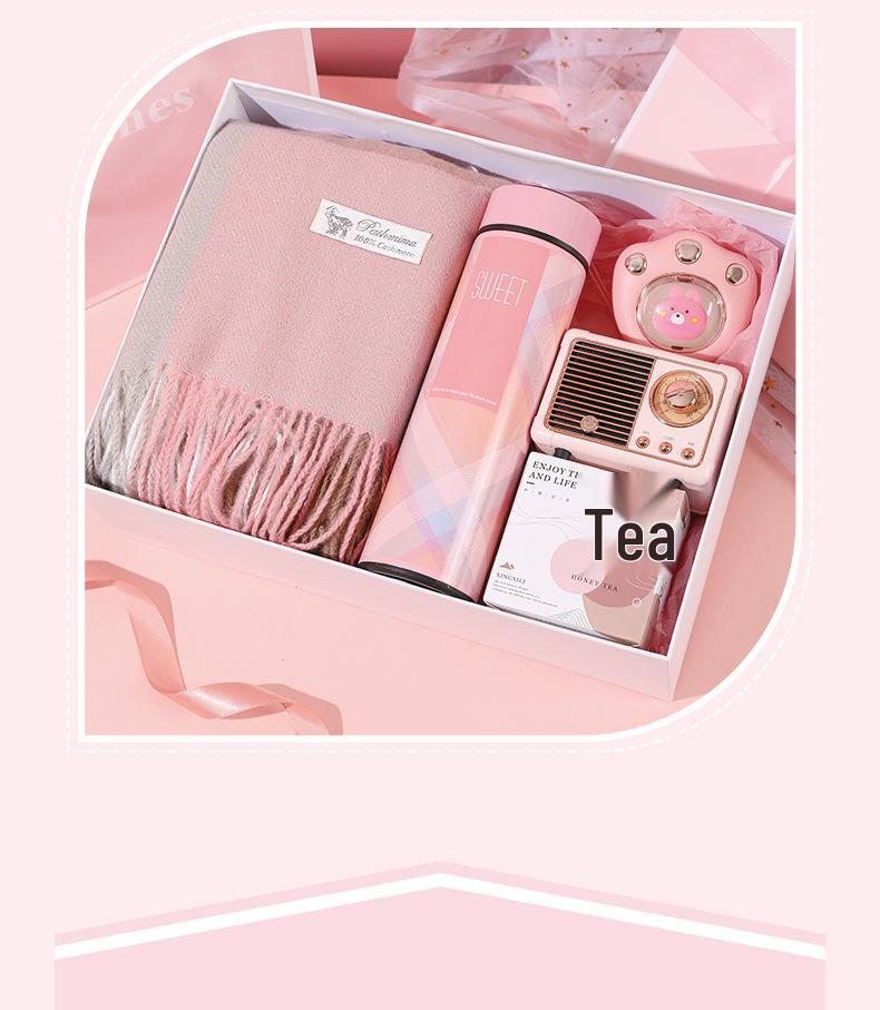 Autumn Winter Gift Set: Scarf & Insulated Cup for Her Birthday