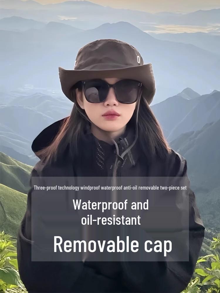 Damen 2024 Neue Outdoor Drei-in-Eins Dünne Wasserdichte und Winddichte Jacke für Sommerbergsteigen.