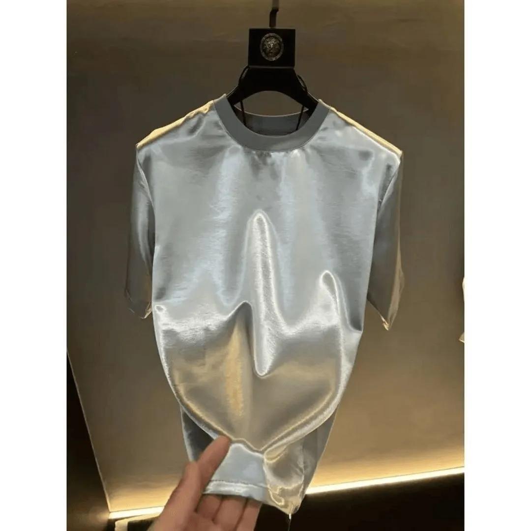 

Men s Summer Bright Solid Color Short-Sleeved T-Shirt Casual Retro High Street Loose Simple Men s Tops 3XL