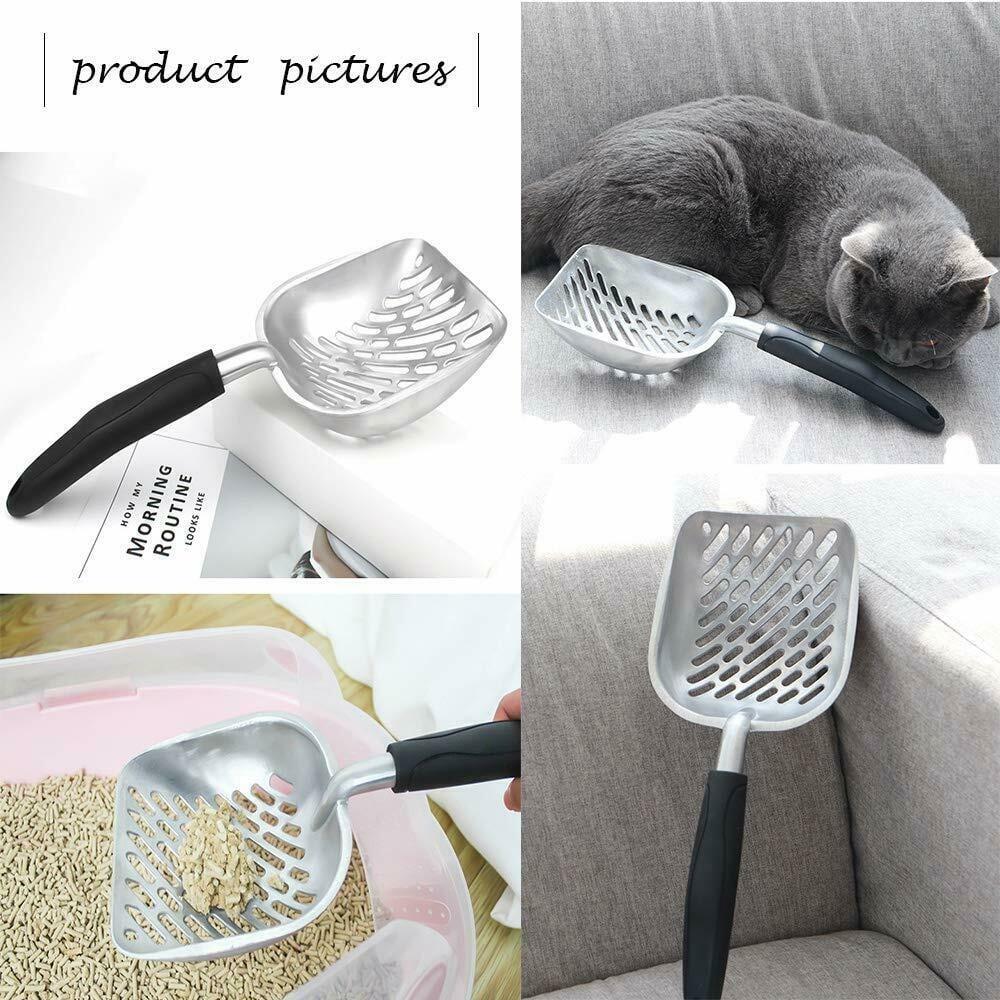 Heavy-Duty Cat Litter Scoop with Reinforced Comfortable Handle, Metal Pet Poop Sifter
