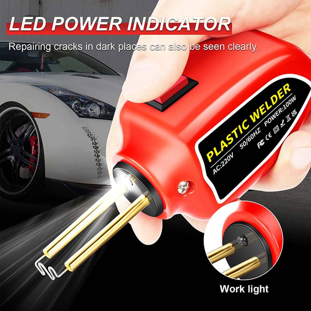100W Plastic Welding Repair Kit & 2-IN-1 Soldering Iron 200/1000Pcs Hot Staples Kayak Bumper Car Repair Tools