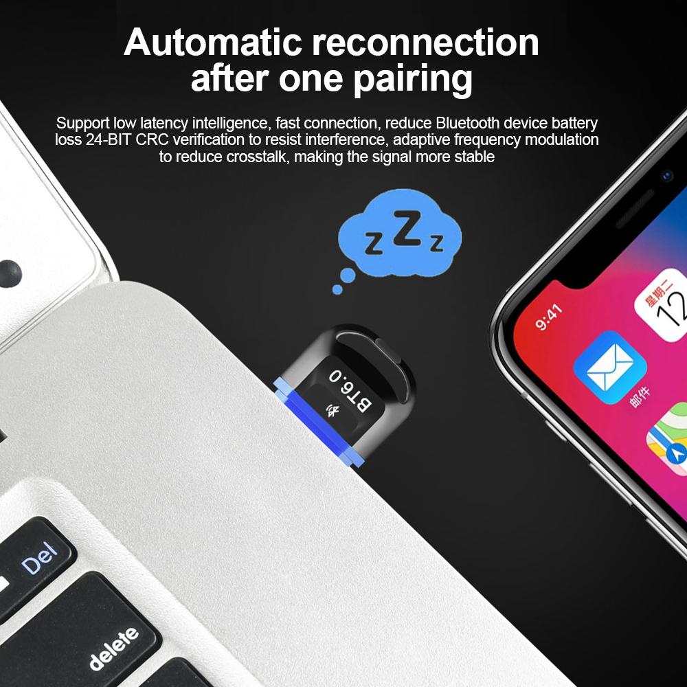 Adapter Bluetooth 6.0 Bezprzewodowy Nadajnik Odbiornik Audio Dongle USB do Samochodu Słuchawek Głośnika Bez Sterowników Dla Windows 8.1/10/11
