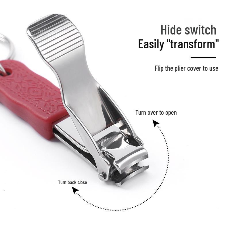 Portable Stainless Steel Folding Nail Clipper with Keychain - Compact Mini Pedicure Tool