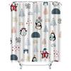 Tu Penguin Shower Curtain Winter Themed Waterproof Bathroom Decor Cute Blue Snowman Holiday Festive Fabric Backdrop For Washroom