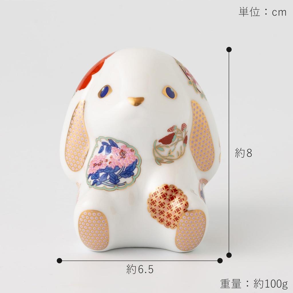 Momoco Rabbit Old Imari Rabbit Flower Calendar White Figurine Interior Decor Handcrafted by Artisans Arita Ware Gift Stylish Decorative Porcelain