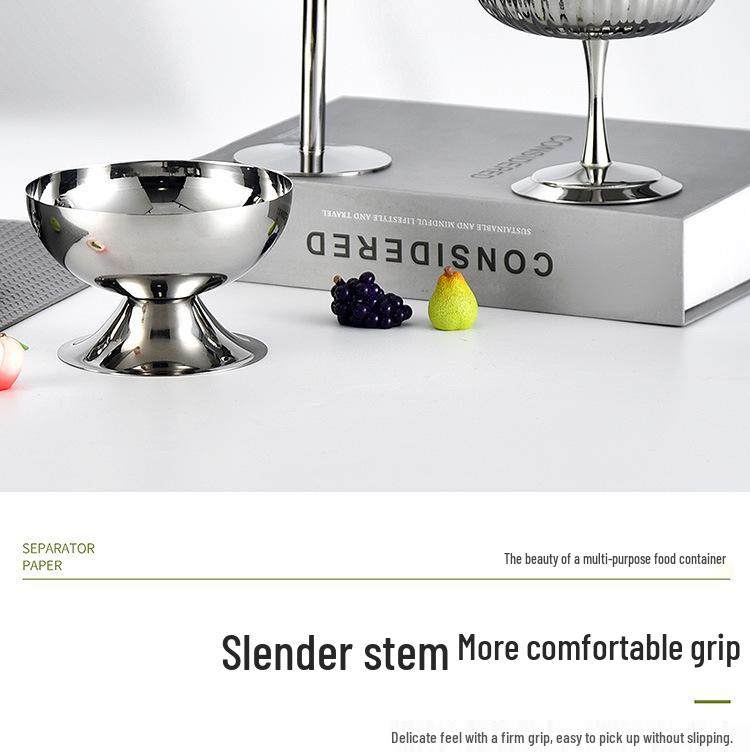 Retro nerezová dezertní miska - Styl Ins pohár na zmrzlinu a želé