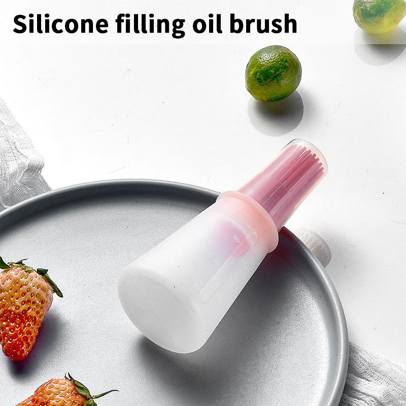 Silicone Oil Bottle Brush With Lid Set Soft Sauce Bottle With Silicone Basting Brush Cooking Oil Bottle Brushes For Pastries Bbq