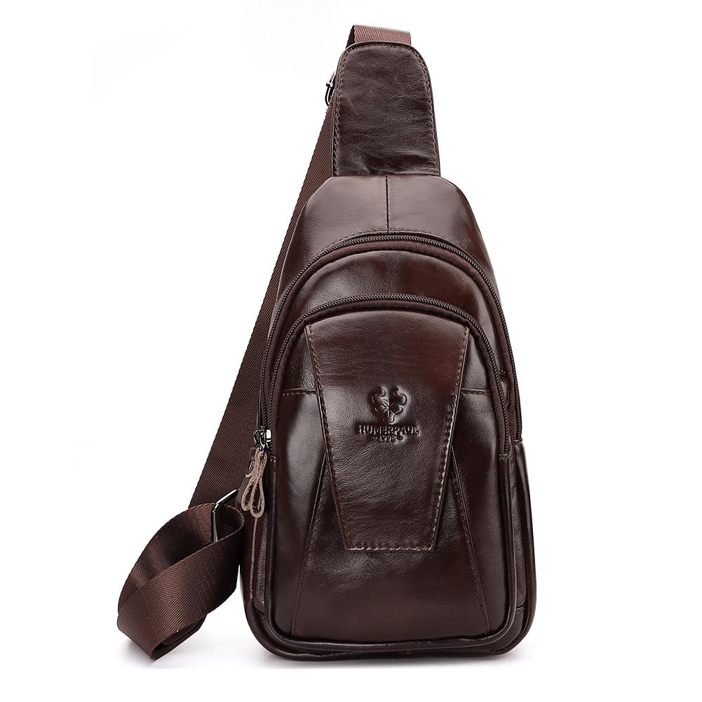 Férfi egyvállas kontyfelső réteg marhabőr crossbody táska férfi bőr férfi ingázó mellkastáska