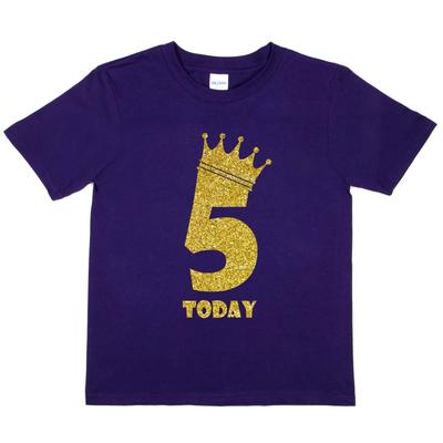 Kids Five Today Birthday T-shirt In Gold Glitter Happy 5th Birthday Gift