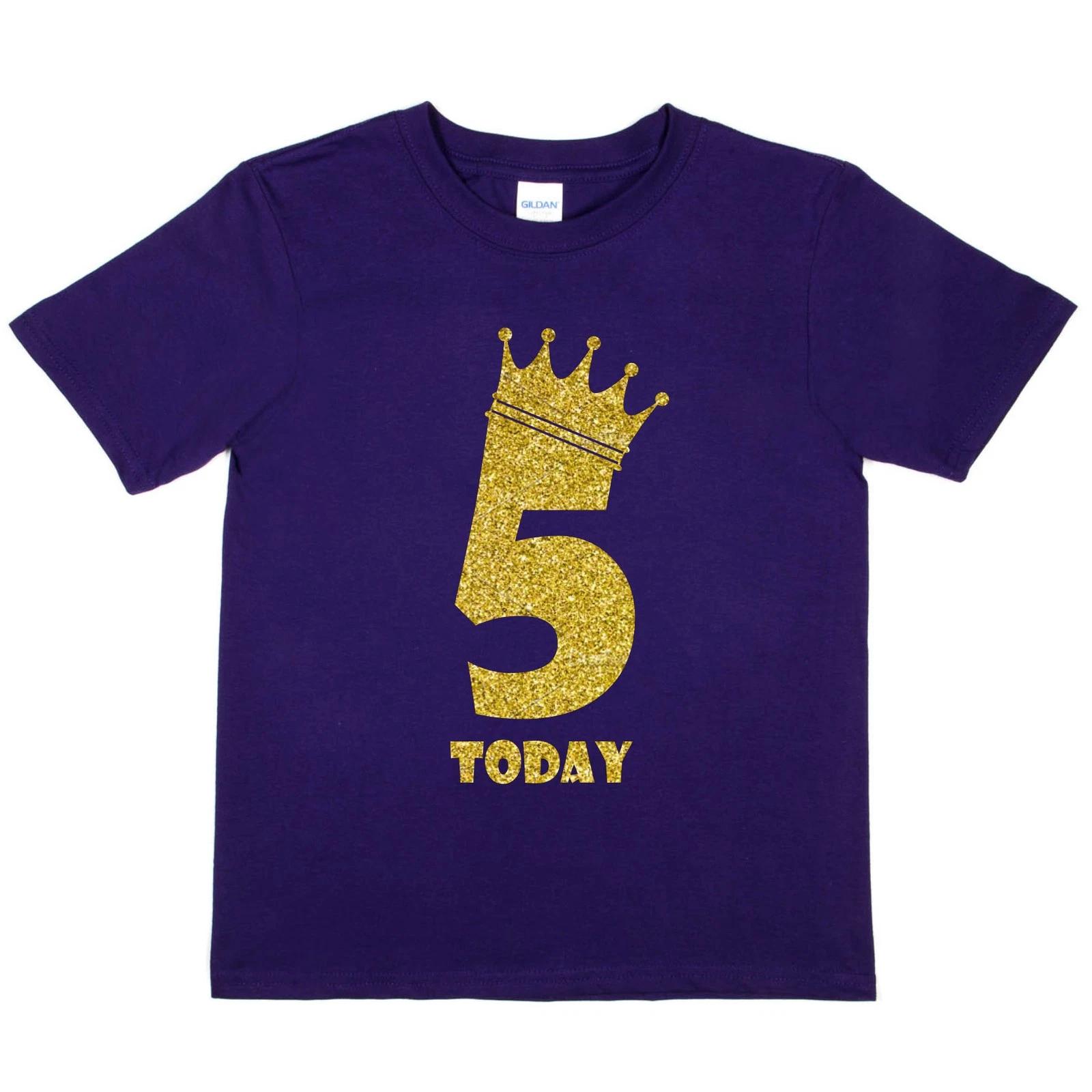 Kids Five Today Birthday T-shirt In Gold Glitter Happy 5th Birthday Gift S