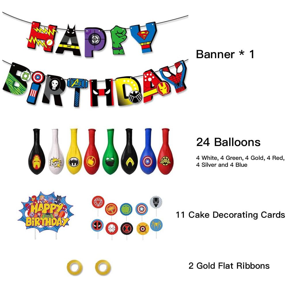 38Pcs Superhero Themed Party Supplies Avenger Birthday Party Decor for Children
