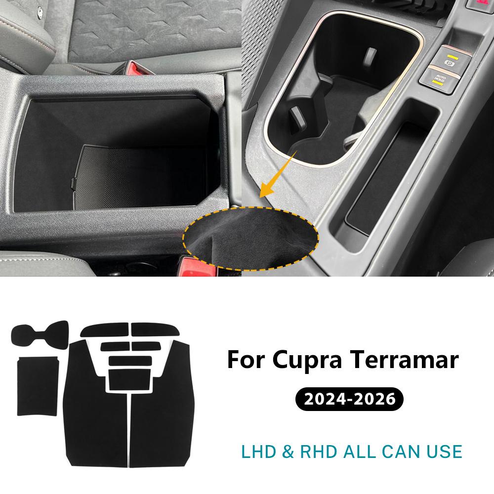 Top Suede For Cupra Terramar 2024 2025 2026 LHD RHD Car Front Rear Doors Map Pocket/Co-Pilot Toolbox Sticker Interior Trim