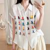 DIMANAF 2026 Summer New Plus Size Women Blouse Shirt Casual Lady Tops Tees Loose Embroidery Floral Cotton
