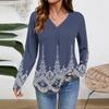 Women Long Sleeve Tops Dressy Casual V Neck Tshirts Basics Tee Vacation Fall Fashion Clothes