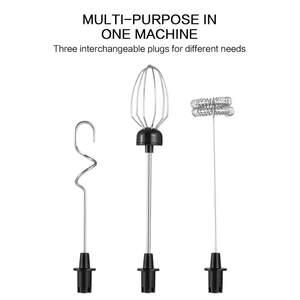 Handlicher, USB-wiederaufladbarer Mini-Milchaufschäumer, 3 Geschwindigkeiten, Schlagbesen, Backhilfe, Multifunktionale Aufsätze