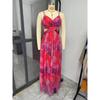Polyester Floral Maxi Dress With Vneck Sleeveless For Summer Vacation
