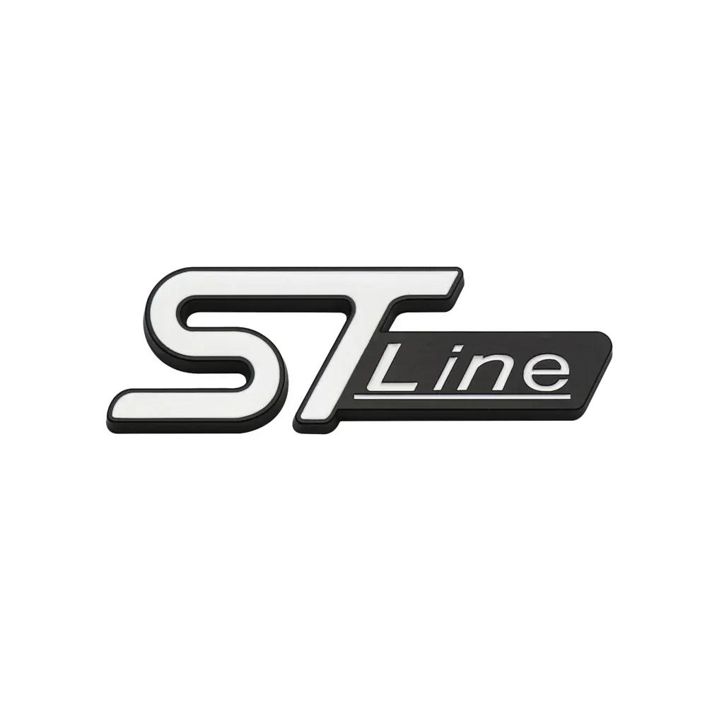 ISPN4 3D Metal ST Line Logo Car Front Grille Emblem Rear Trunk Sticker Badge Decals for Ford ST Fiesta Focus Mondeo Kuga Ranger