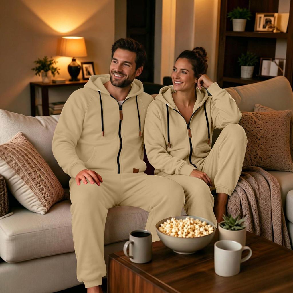 Adult- Casual Jumpsuit: Long-Sleeve Hooded Jumpsuit